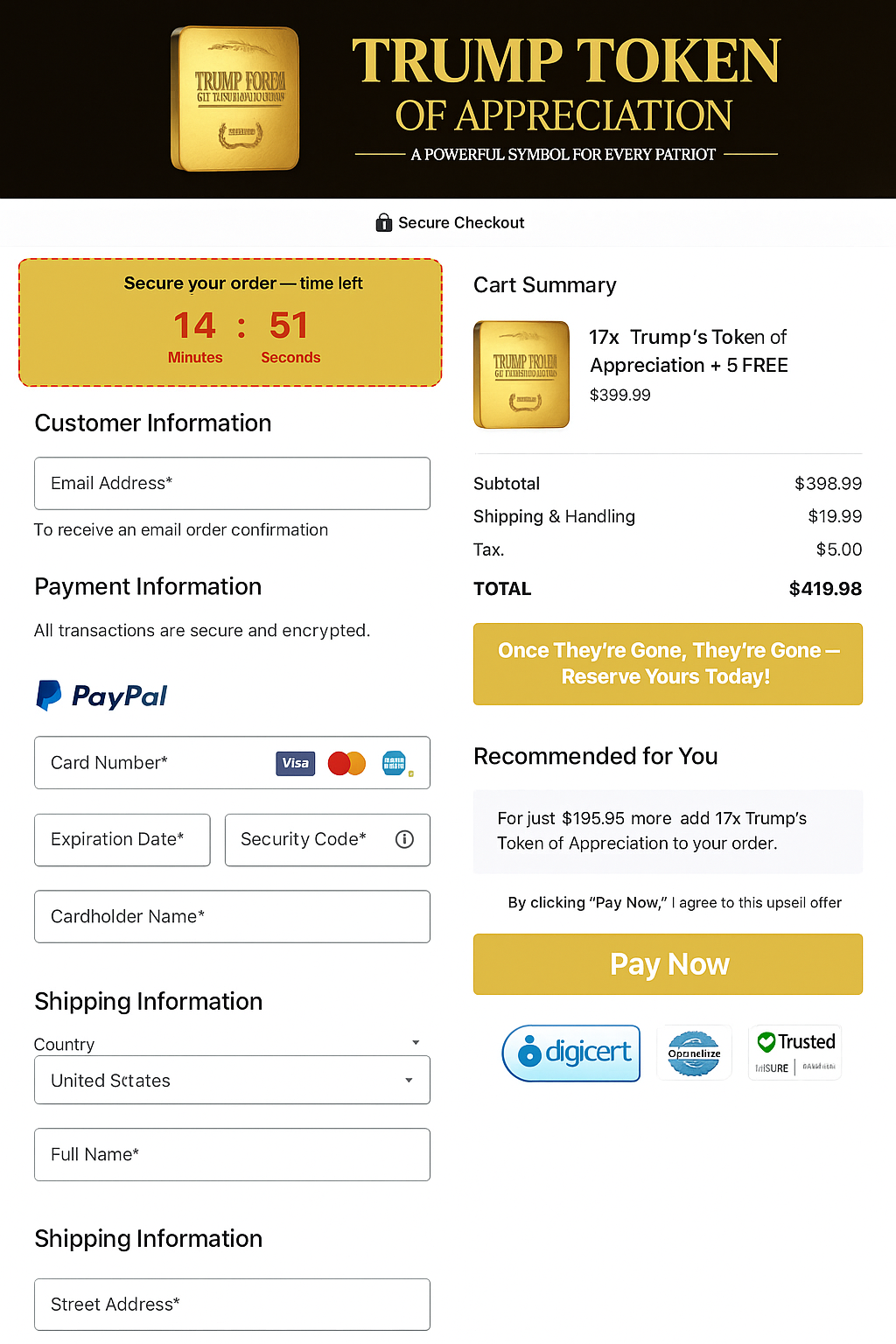 Patriot Coin Order Page